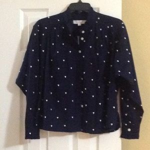 Heart embroidery ruffle trim shirt